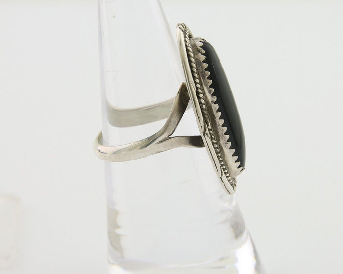 Navajo Handmade Ring 925 Silver Black Onyx Native American Artist C.80's