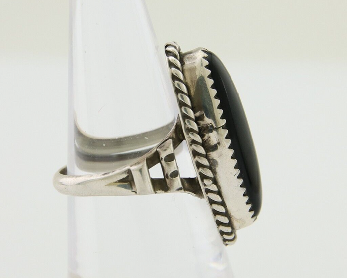 Navajo Handmade Ring 925 Silver Black Onyx Native American Artist C.80's
