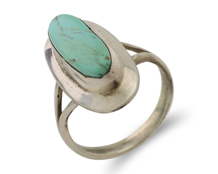 Navajo Handmade Ring 925 Silver Blue Turquoise Artist Signed Kachina C.80's