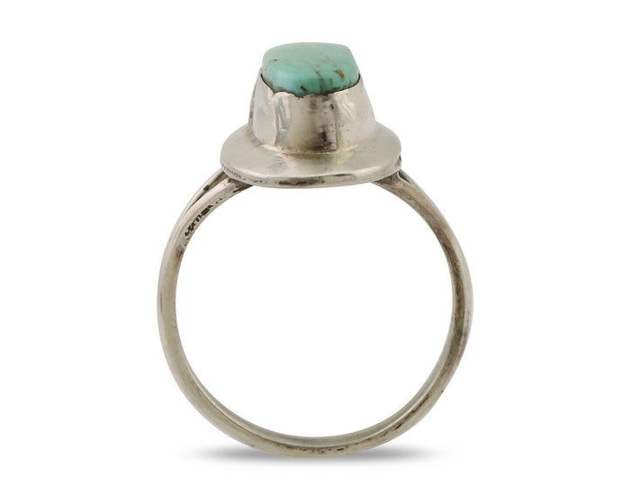 Navajo Handmade Ring 925 Silver Blue Turquoise Artist Signed Kachina C.80's