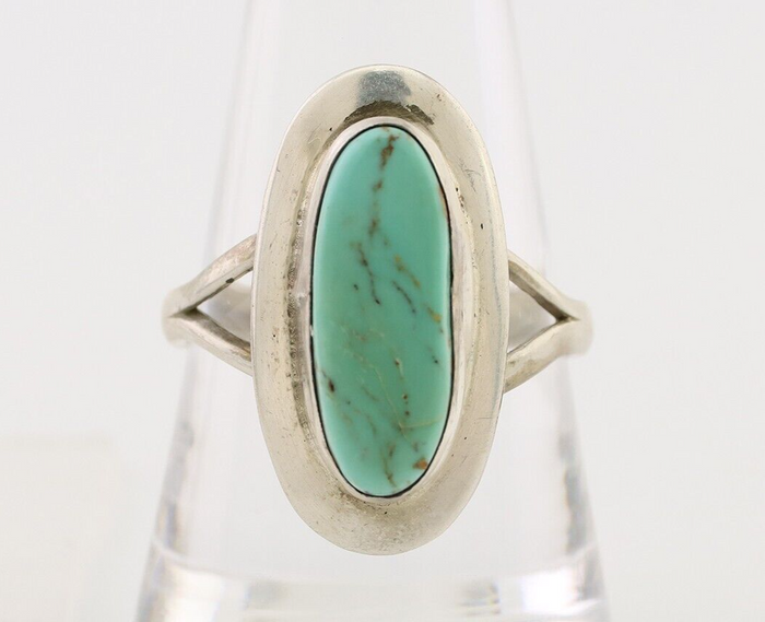 Navajo Handmade Ring 925 Silver Blue Turquoise Artist Signed Kachina C.80's