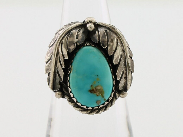 Navajo Handmade Ring 925 Silver Blue Turquoise Native American Artist C.80's