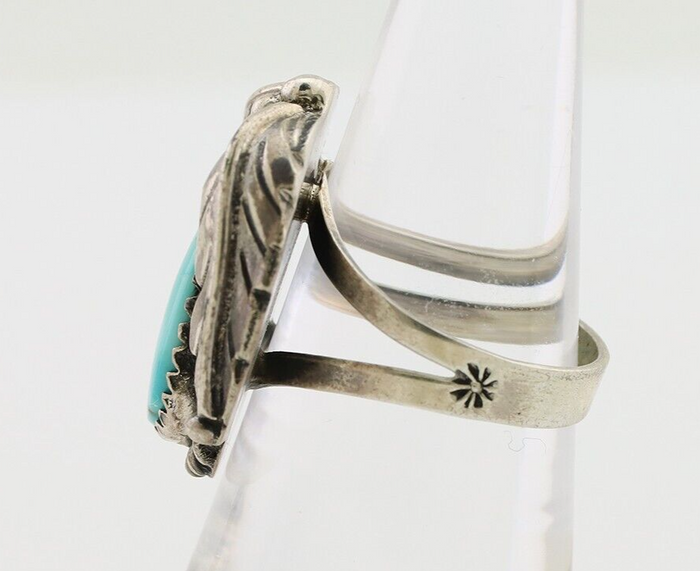 Navajo Handmade Ring 925 Silver Blue Turquoise Native American Artist C.80's