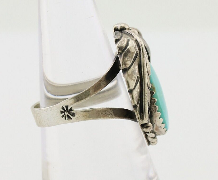 Navajo Handmade Ring 925 Silver Blue Turquoise Native American Artist C.80's