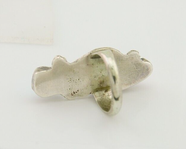 Navajo Handmade Ring 925 Silver Coral & Turquoise Native Artist C.80's