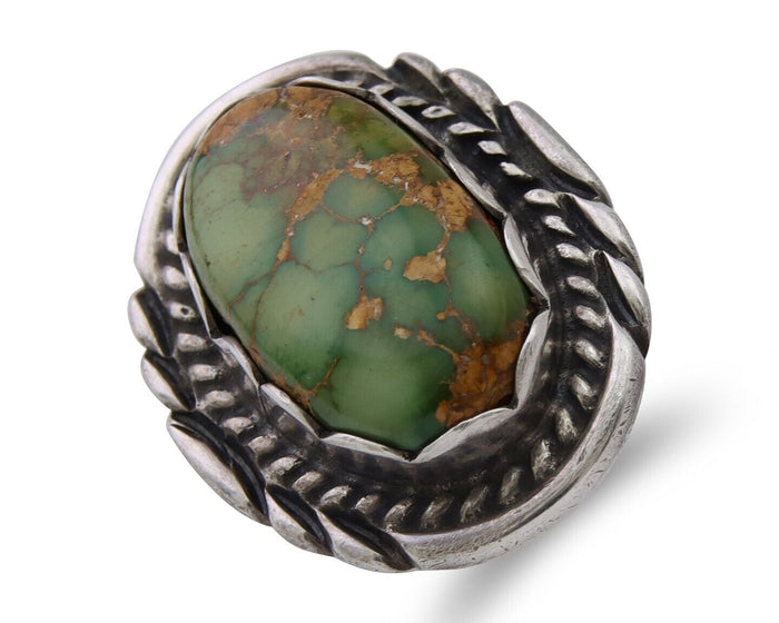 Navajo Handmade Ring 925 Silver Damele Turquoise Signed Sunrise C.80's