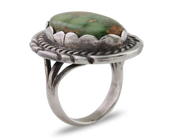 Navajo Handmade Ring 925 Silver Damele Turquoise Signed Sunrise C.80's