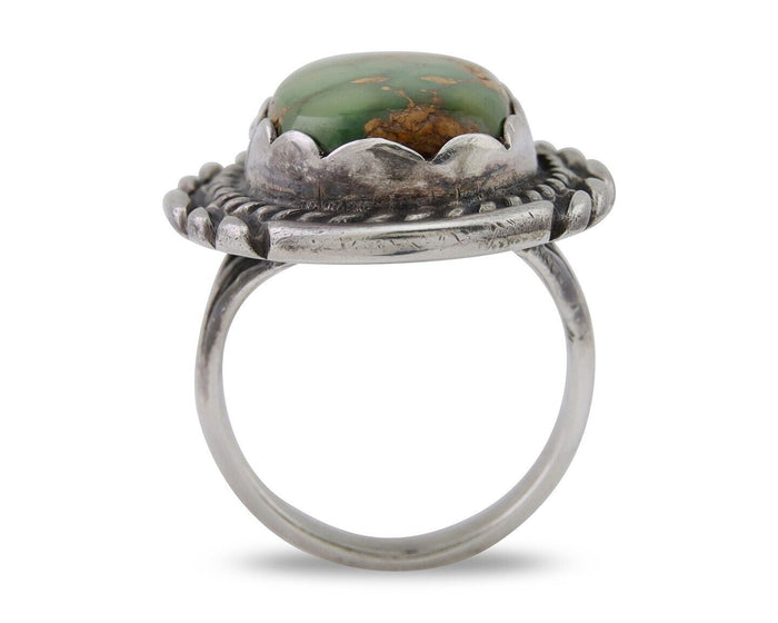 Navajo Handmade Ring 925 Silver Damele Turquoise Signed Sunrise C.80's