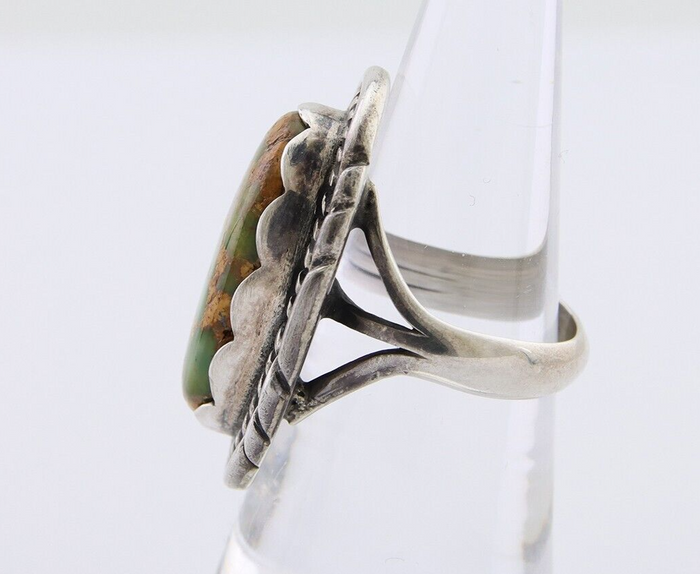 Navajo Handmade Ring 925 Silver Damele Turquoise Signed Sunrise C.80's