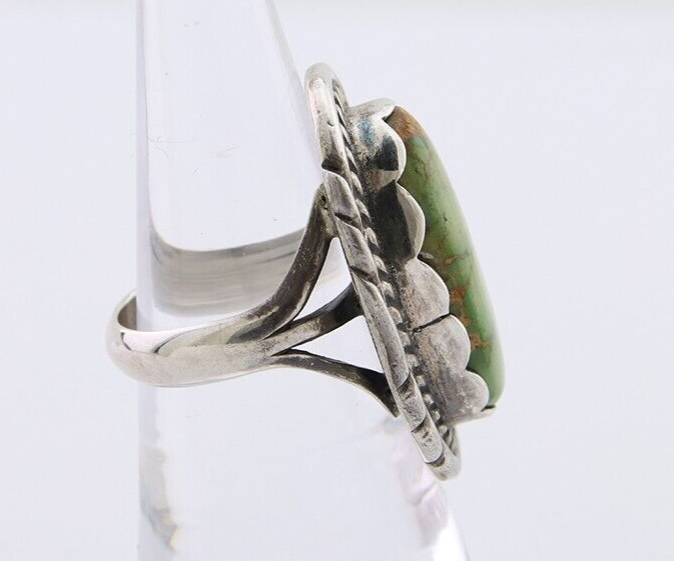 Navajo Handmade Ring 925 Silver Damele Turquoise Signed Sunrise C.80's