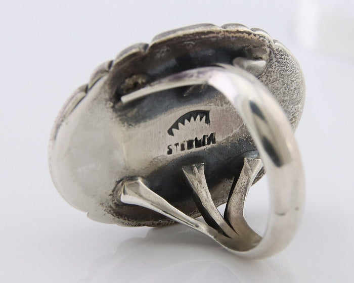 Navajo Handmade Ring 925 Silver Damele Turquoise Signed Sunrise C.80's