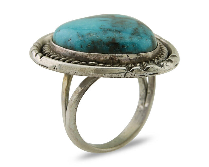 Navajo Handmade Ring 925 Silver Gem Turquoise Native Artist C.80's