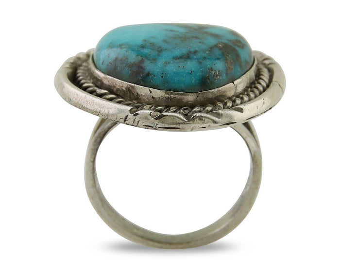 Navajo Handmade Ring 925 Silver Gem Turquoise Native Artist C.80's