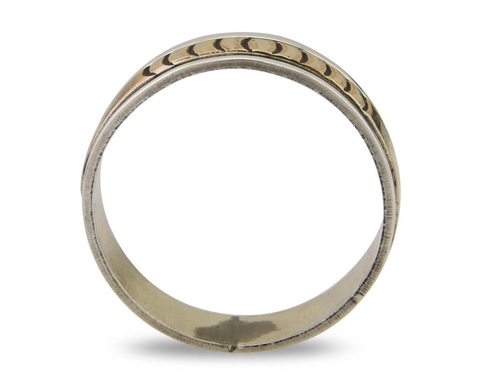 Navajo Handmade Ring 925 Silver & Gold Artist Signed E C.80's