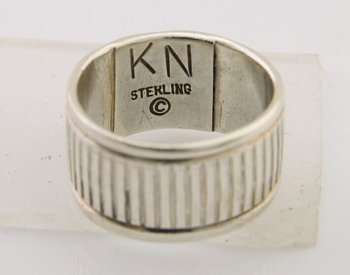Navajo Handmade Ring 925 Silver & Gold Signed Kee Nataani C.80's