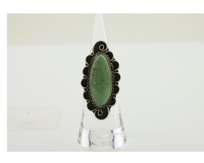 Navajo Handmade Ring 925 Silver Green Turquoise Native Artist C.80's