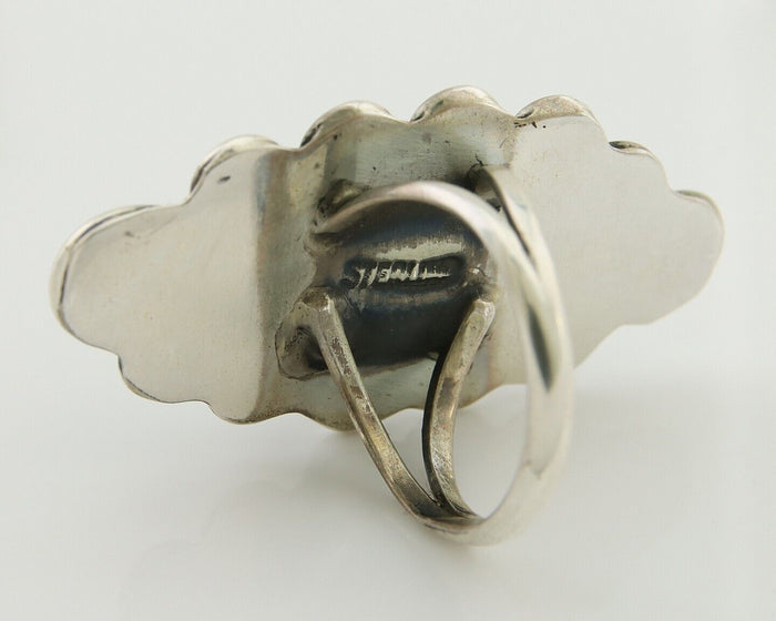 Navajo Handmade Ring 925 Silver Green Turquoise Native Artist C.80's