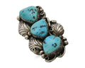 Navajo Handmade Ring 925 Silver Hand Cut Turquoise Native Artist C.80's