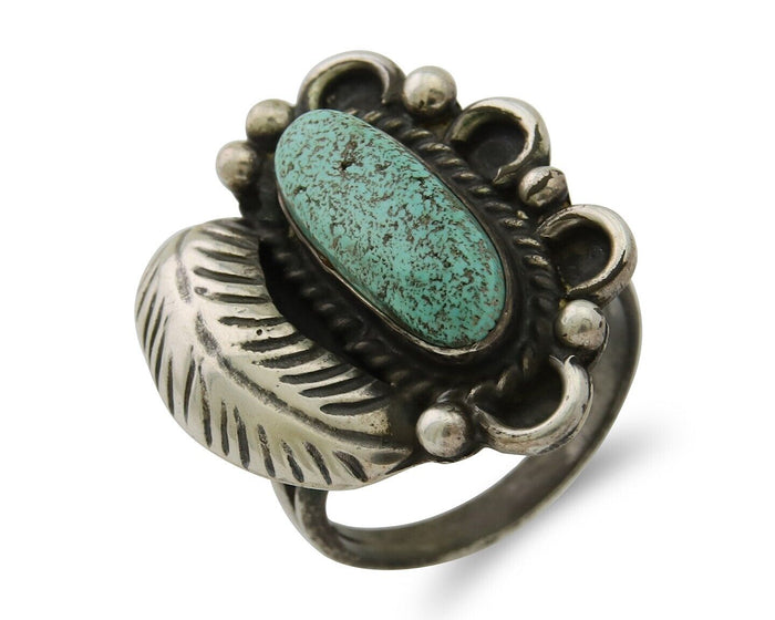 Navajo Handmade Ring 925 Silver Mine 8 Turquoise Native Artist C.80's