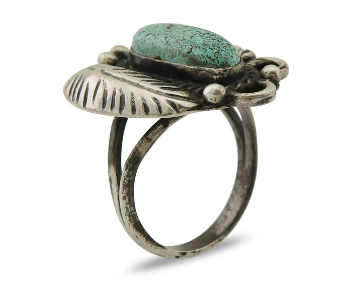 Navajo Handmade Ring 925 Silver Mine 8 Turquoise Native Artist C.80's