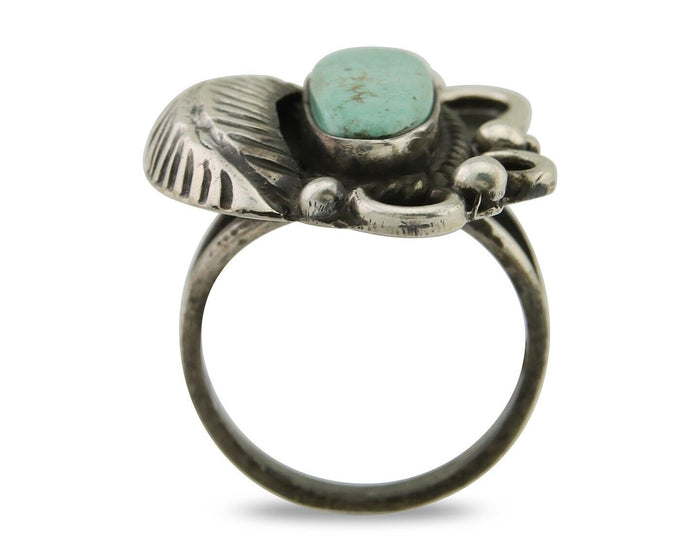 Navajo Handmade Ring 925 Silver Mine 8 Turquoise Native Artist C.80's