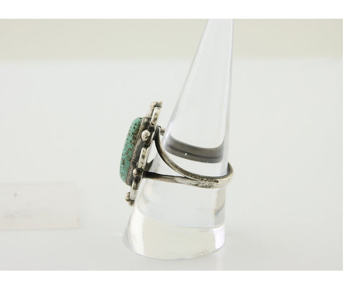 Navajo Handmade Ring 925 Silver Mine 8 Turquoise Native Artist C.80's
