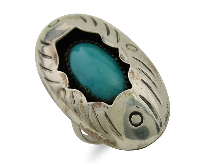 Navajo Handmade Ring 925 Silver Natural Arizona Turquoise Artist C.80's