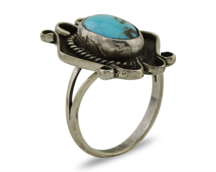 Navajo Handmade Ring 925 Silver Natural Arizona Turquoise Artist C.80's