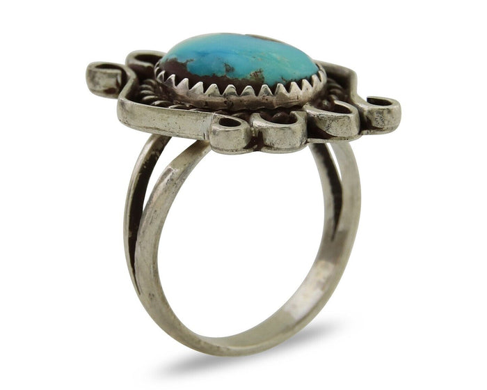 Navajo Handmade Ring 925 Silver Natural Arizona Turquoise Artist C.80's
