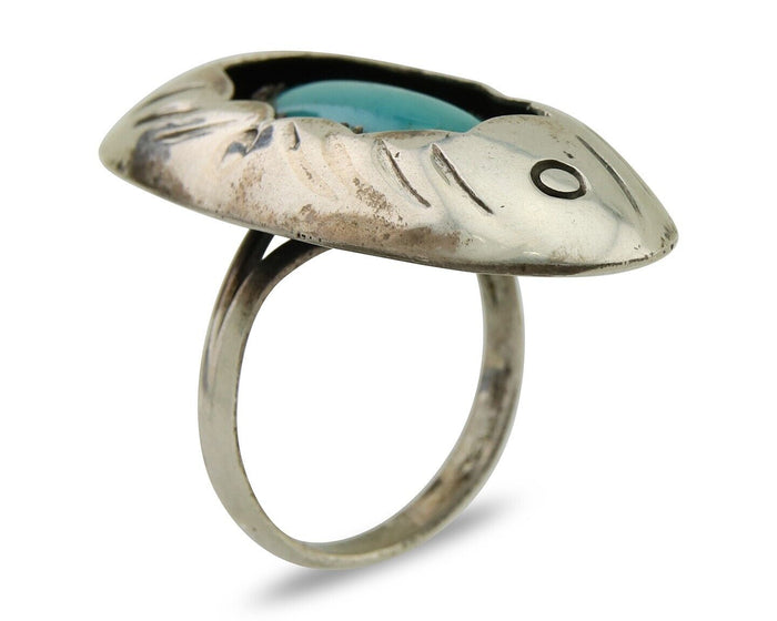 Navajo Handmade Ring 925 Silver Natural Arizona Turquoise Artist C.80's