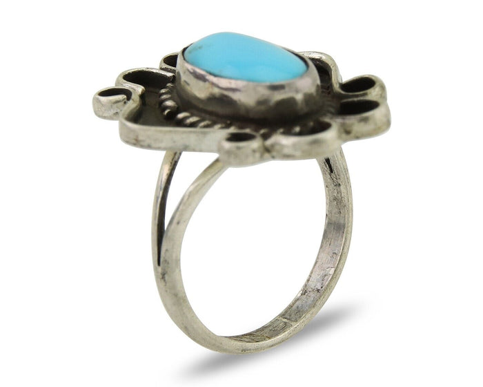 Navajo Handmade Ring 925 Silver Natural Arizona Turquoise Artist C.80's