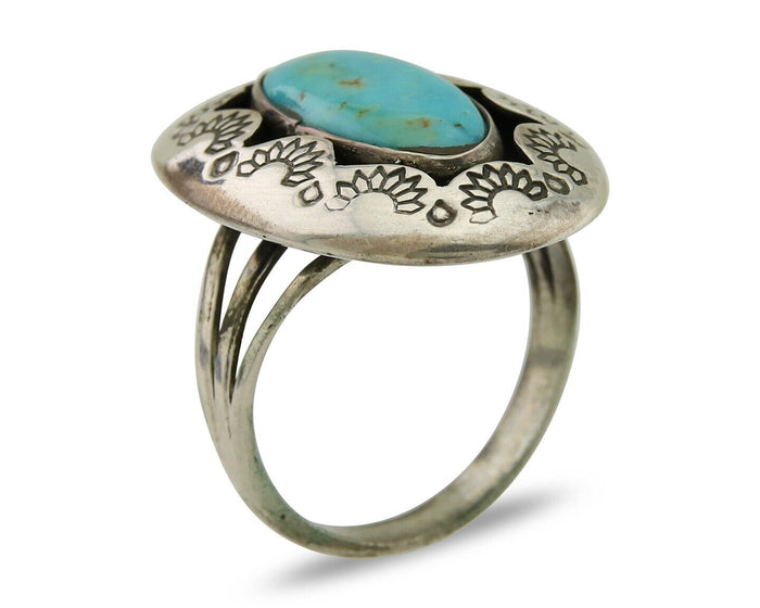 Navajo Handmade Ring 925 Silver Natural Arizona Turquoise Artist C.80's