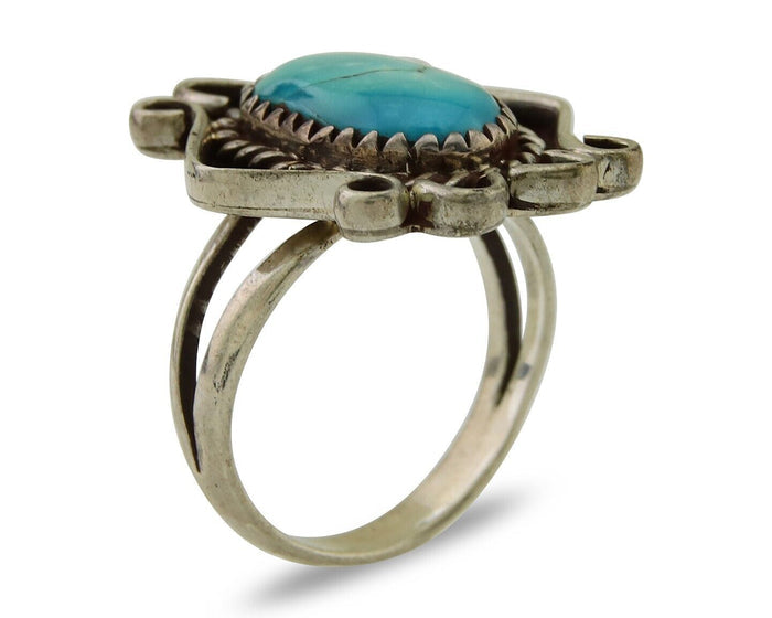 Navajo Handmade Ring 925 Silver Natural Arizona Turquoise Artist C.80's
