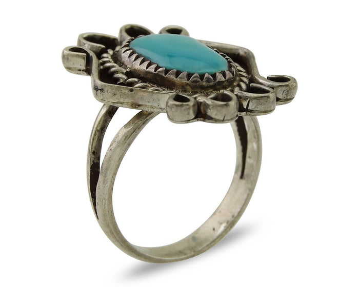 Navajo Handmade Ring 925 Silver Natural Arizona Turquoise Artist C.80's