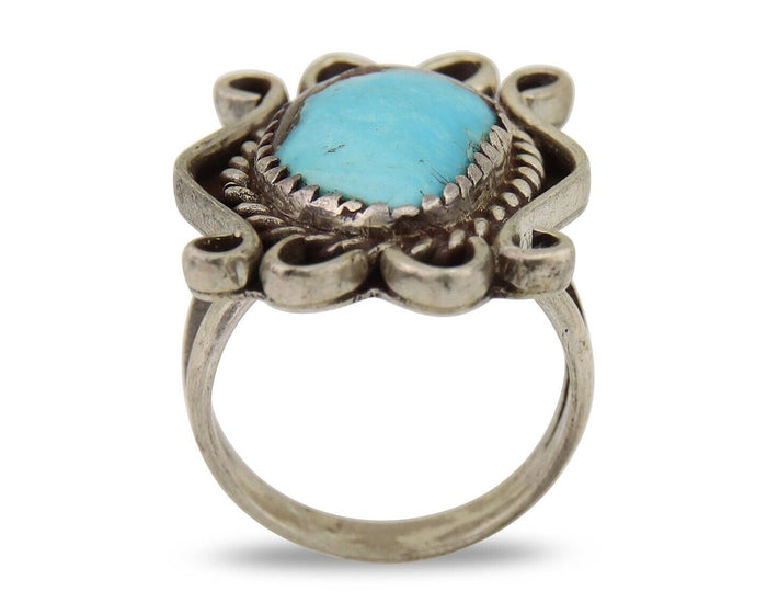 Navajo Handmade Ring 925 Silver Natural Arizona Turquoise Artist C.80's