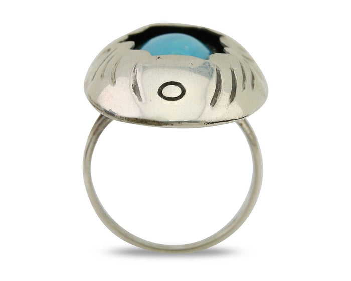 Navajo Handmade Ring 925 Silver Natural Arizona Turquoise Artist C.80's