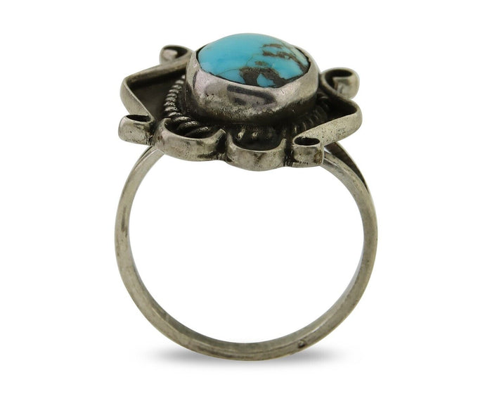 Navajo Handmade Ring 925 Silver Natural Arizona Turquoise Artist C.80's