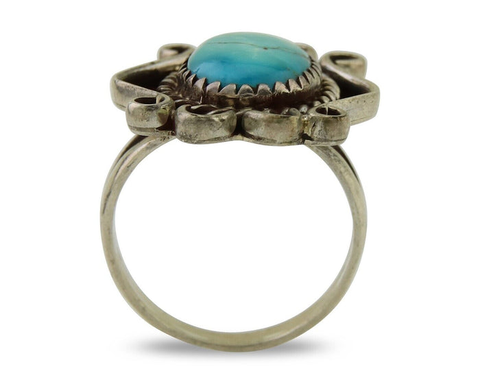 Navajo Handmade Ring 925 Silver Natural Arizona Turquoise Artist C.80's