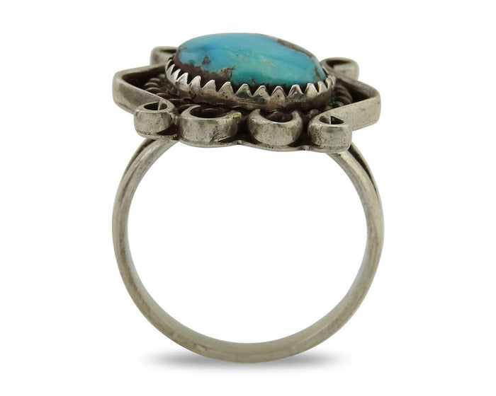 Navajo Handmade Ring 925 Silver Natural Arizona Turquoise Artist C.80's