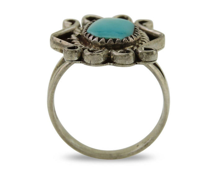 Navajo Handmade Ring 925 Silver Natural Arizona Turquoise Artist C.80's