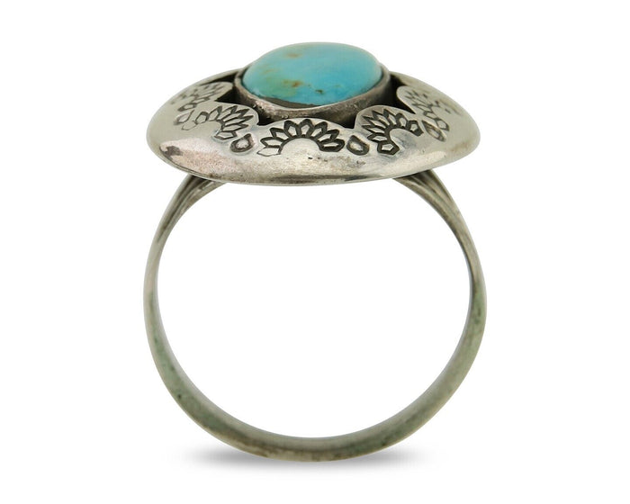 Navajo Handmade Ring 925 Silver Natural Arizona Turquoise Artist C.80's