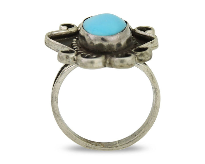 Navajo Handmade Ring 925 Silver Natural Arizona Turquoise Artist C.80's