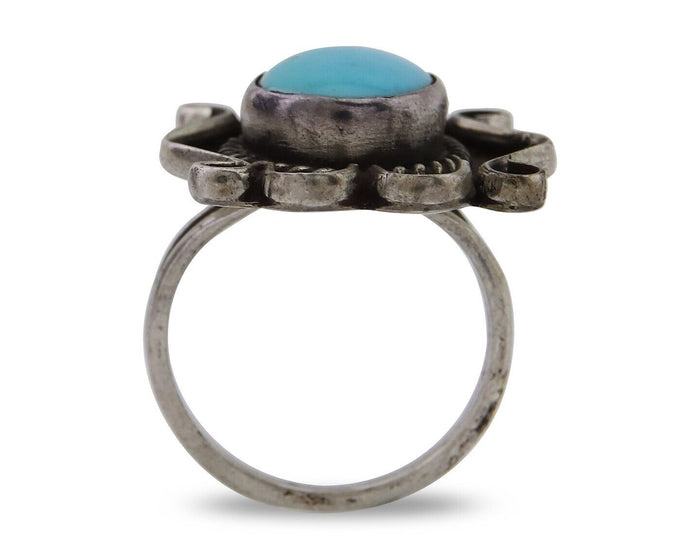 Navajo Handmade Ring 925 Silver Natural Arizona Turquoise Artist C.80's