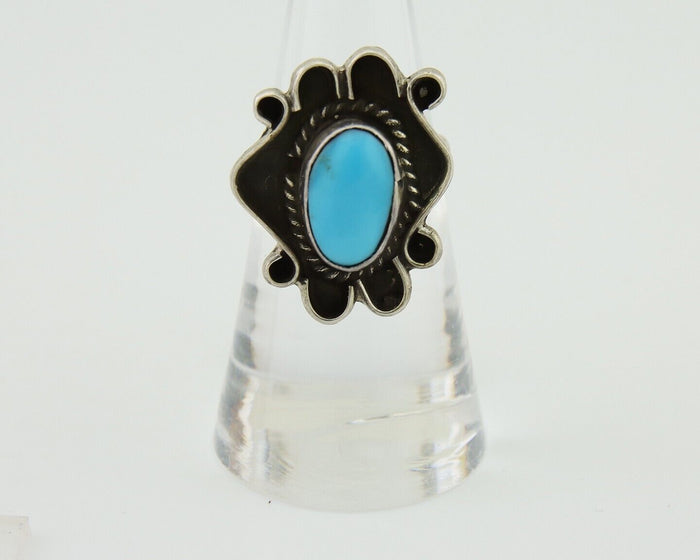 Navajo Handmade Ring 925 Silver Natural Arizona Turquoise Artist C.80's