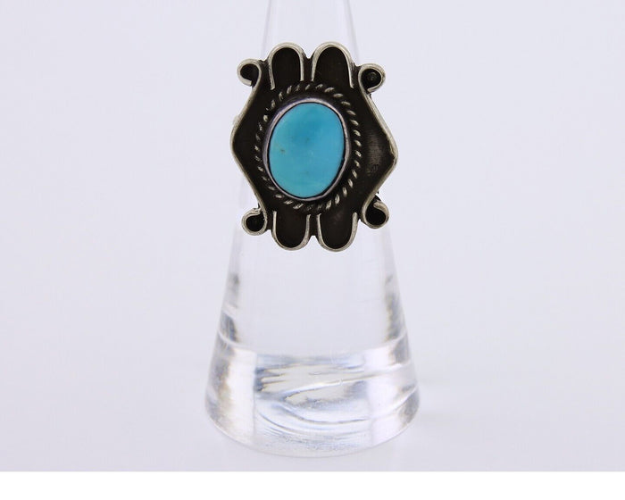Navajo Handmade Ring 925 Silver Natural Arizona Turquoise Artist C.80's