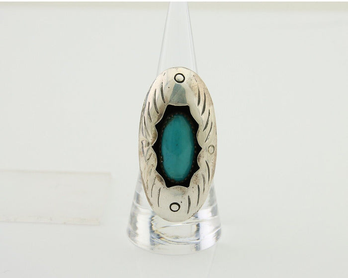 Navajo Handmade Ring 925 Silver Natural Arizona Turquoise Artist C.80's