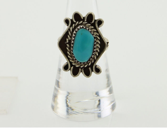 Navajo Handmade Ring 925 Silver Natural Arizona Turquoise Artist C.80's