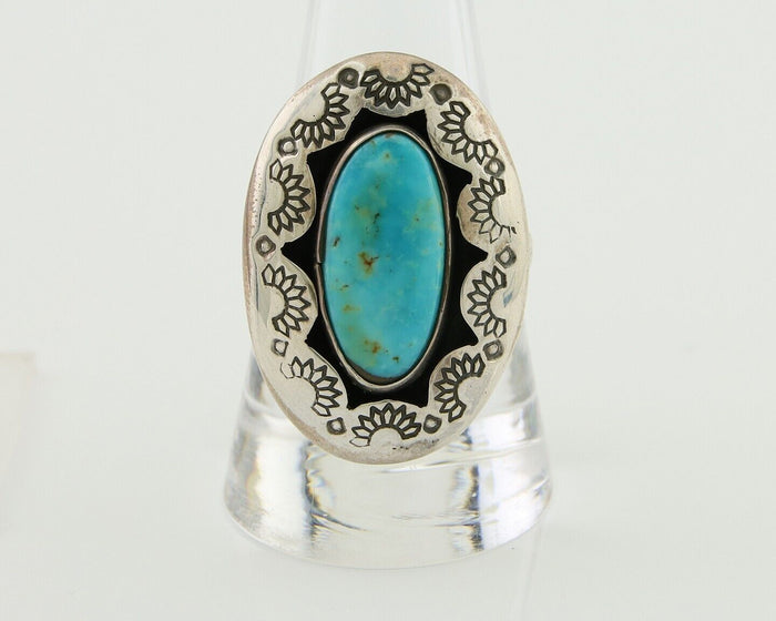 Navajo Handmade Ring 925 Silver Natural Arizona Turquoise Artist C.80's