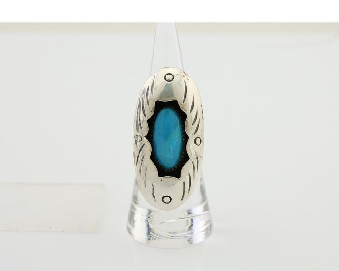 Navajo Handmade Ring 925 Silver Natural Arizona Turquoise Artist C.80's
