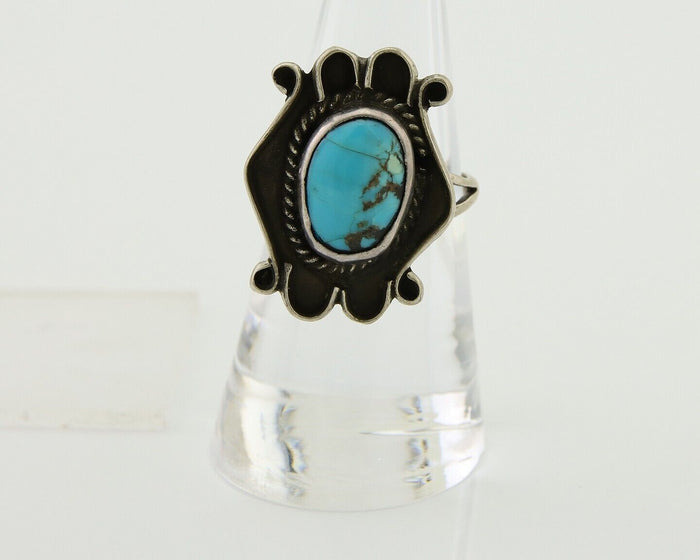 Navajo Handmade Ring 925 Silver Natural Arizona Turquoise Artist C.80's